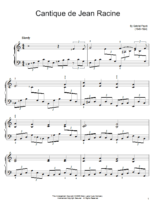 Gabriel Faure Cantique De Jean Racine Sheet Music Notes & Chords for Piano - Download or Print PDF