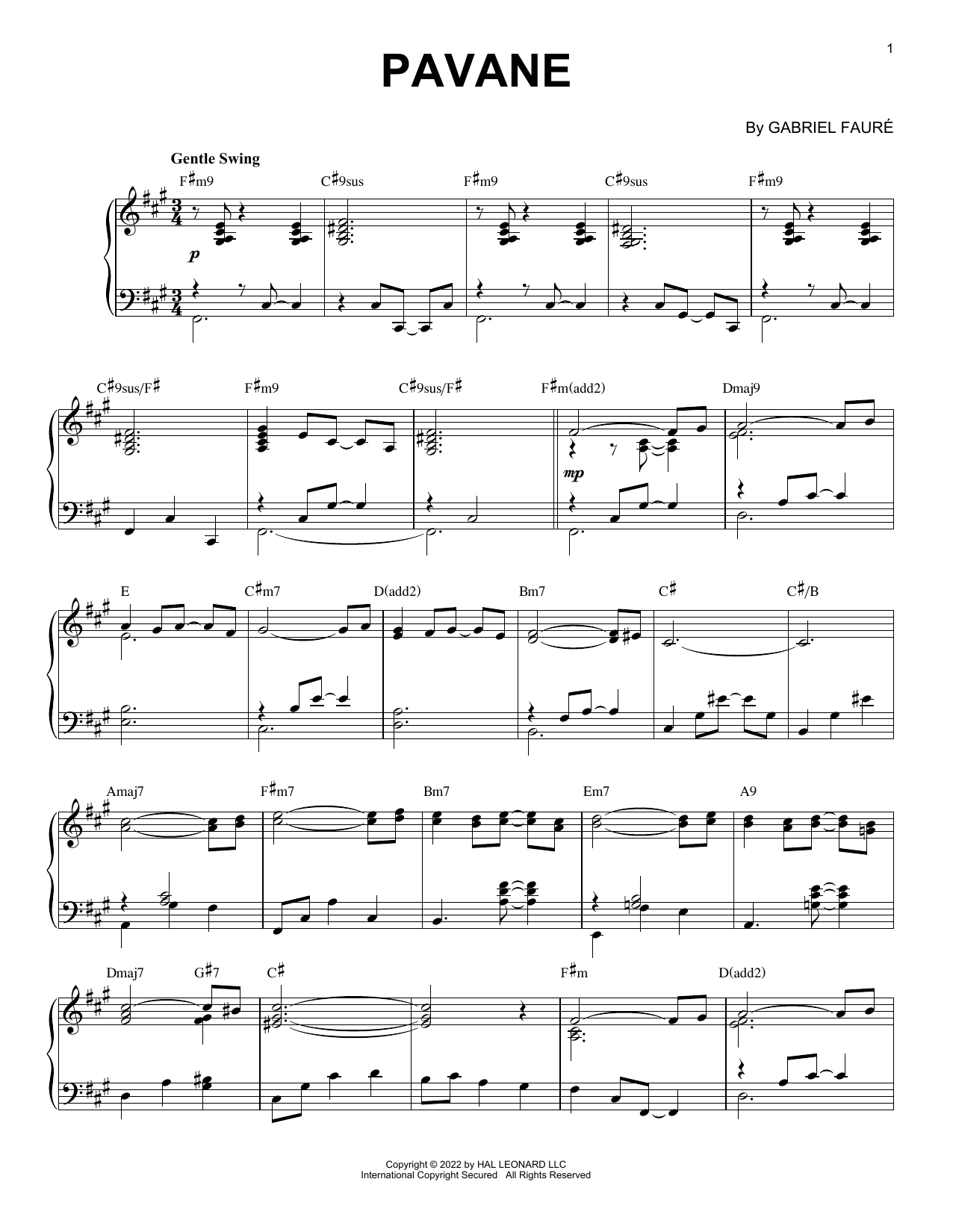 Gabriel Faure Pavane [Jazz version] (arr. Brent Edstrom) Sheet Music Notes & Chords for Piano Solo - Download or Print PDF