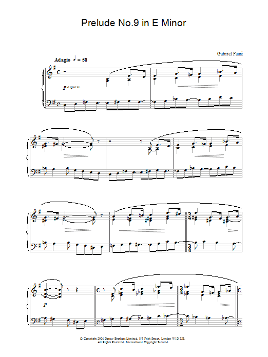 Gabriel Fauré Prelude No.9 In E Minor Sheet Music Notes & Chords for Piano - Download or Print PDF