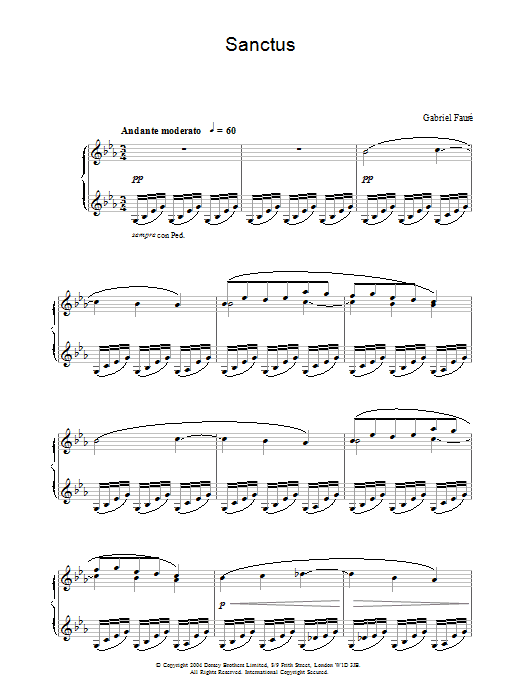 Gabriel Fauré Sanctus Sheet Music Notes & Chords for Piano - Download or Print PDF