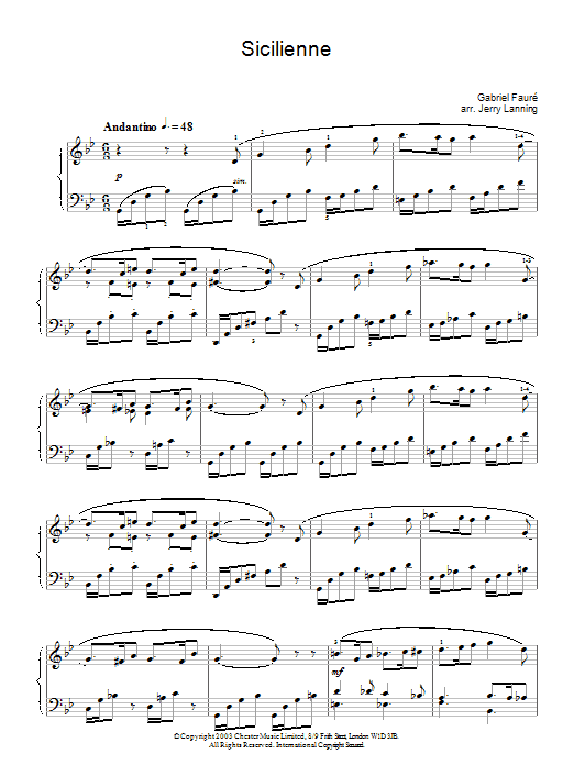 Gabriel Fauré Sicilienne Sheet Music Notes & Chords for Easy Piano - Download or Print PDF