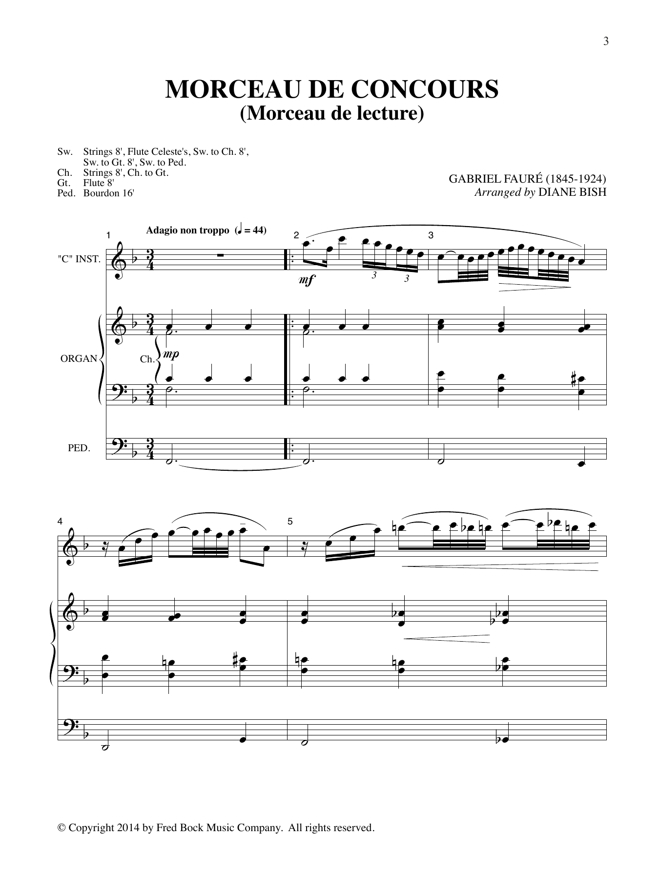 Gabriel Faure, Wolfgang Amadeus Mozart and Georg Phillip Telemann Meditations (arr. Diane Bish) Sheet Music Notes & Chords for Organ - Download or Print PDF