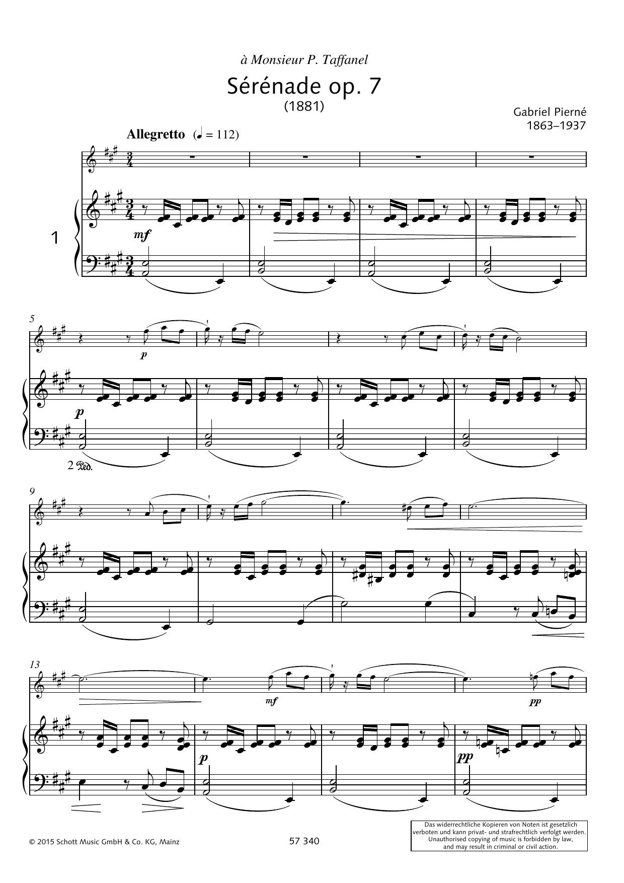 Gabriel Pierné Serenade Sheet Music Notes & Chords for Woodwind Solo - Download or Print PDF