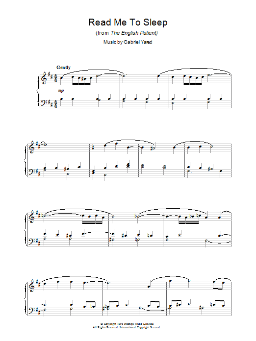 Gabriel Yared Read Me to Sleep (from The English Patient) Sheet Music Notes & Chords for Piano - Download or Print PDF