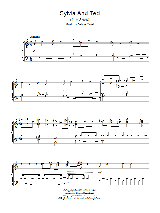 Gabriel Yared Sylvia and Ted (from Sylvia) Sheet Music Notes & Chords for Piano - Download or Print PDF