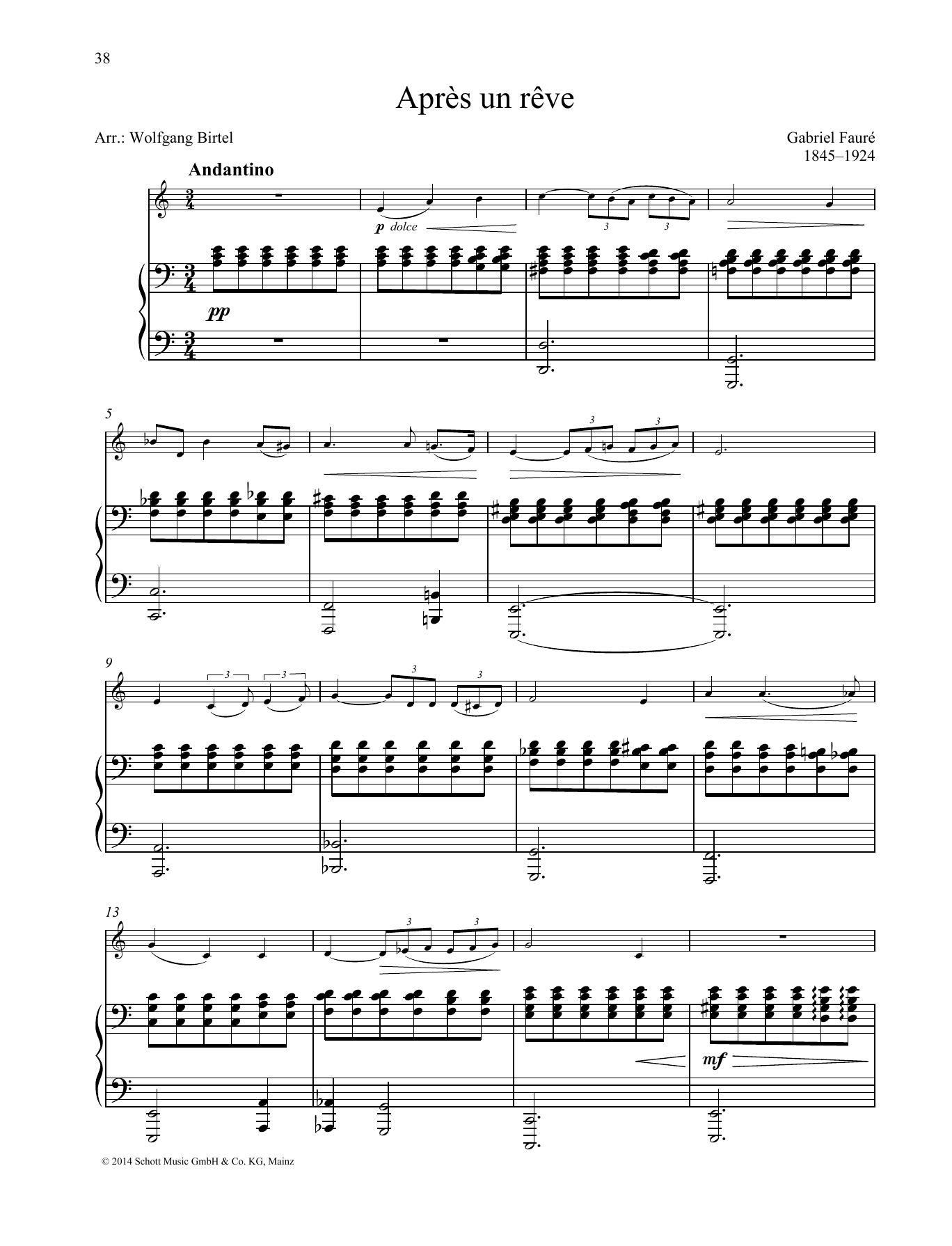 Preview Gabriel Fauré Après un rêve Classical sheet music, notes and chords for Woodwind Solo, SKU: 363109 Après un rêve sheet music