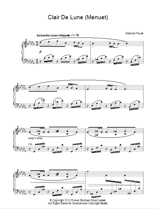 Minuet From Clair De Lune sheet music