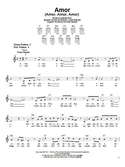 Preview Gabriel Ruiz Amor (Amor, Amor, Amor) Pop sheet music, notes and chords for Accordion, SKU: 23031 Amor (Amor, Amor, Amor) sheet music