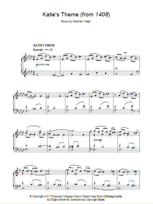 Preview Gabriel Yared Katie's Theme Film and TV sheet music, notes and chords for Piano, SKU: 103887 Katie's Theme sheet music