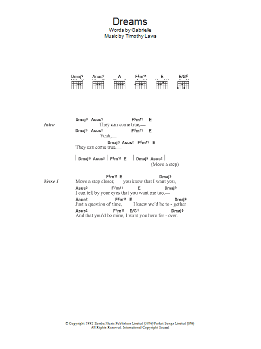 Gabrielle Dreams Sheet Music Notes & Chords for Lyrics & Chords - Download or Print PDF