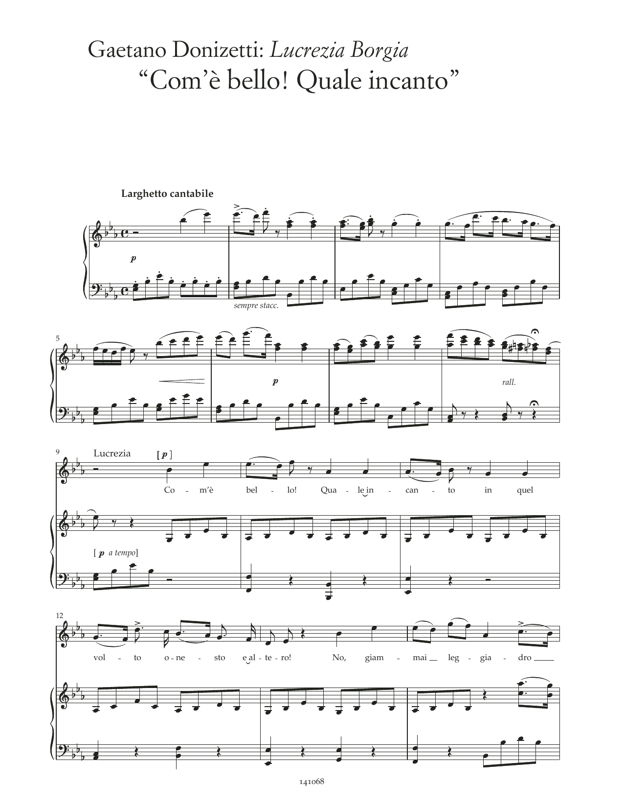 Gaetano Donizetti Com'è bello! Quale incanto (arr. Lucrezia Borgia) Sheet Music Notes & Chords for Piano & Vocal - Download or Print PDF