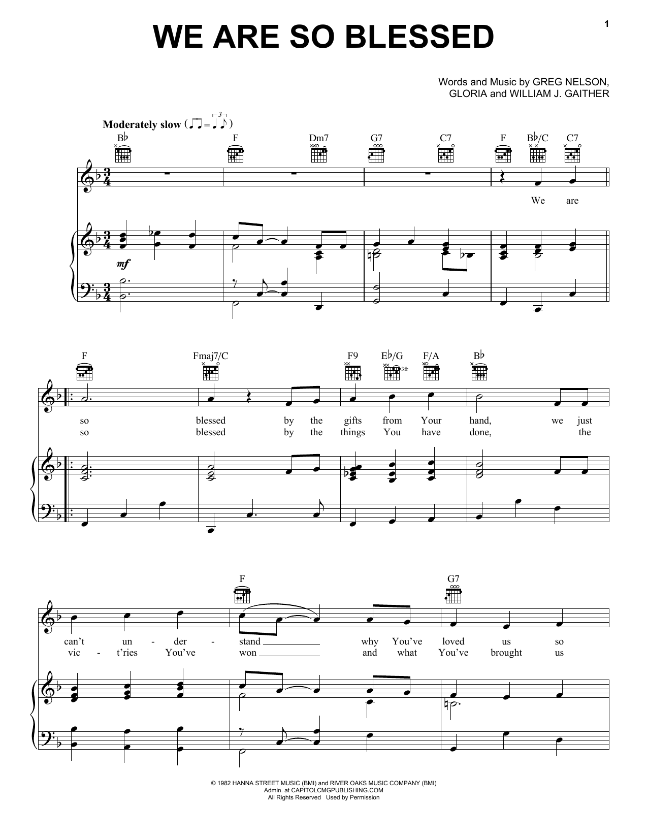 Gaither We Are So Blessed Sheet Music Notes & Chords for Piano, Vocal & Guitar Chords (Right-Hand Melody) - Download or Print PDF