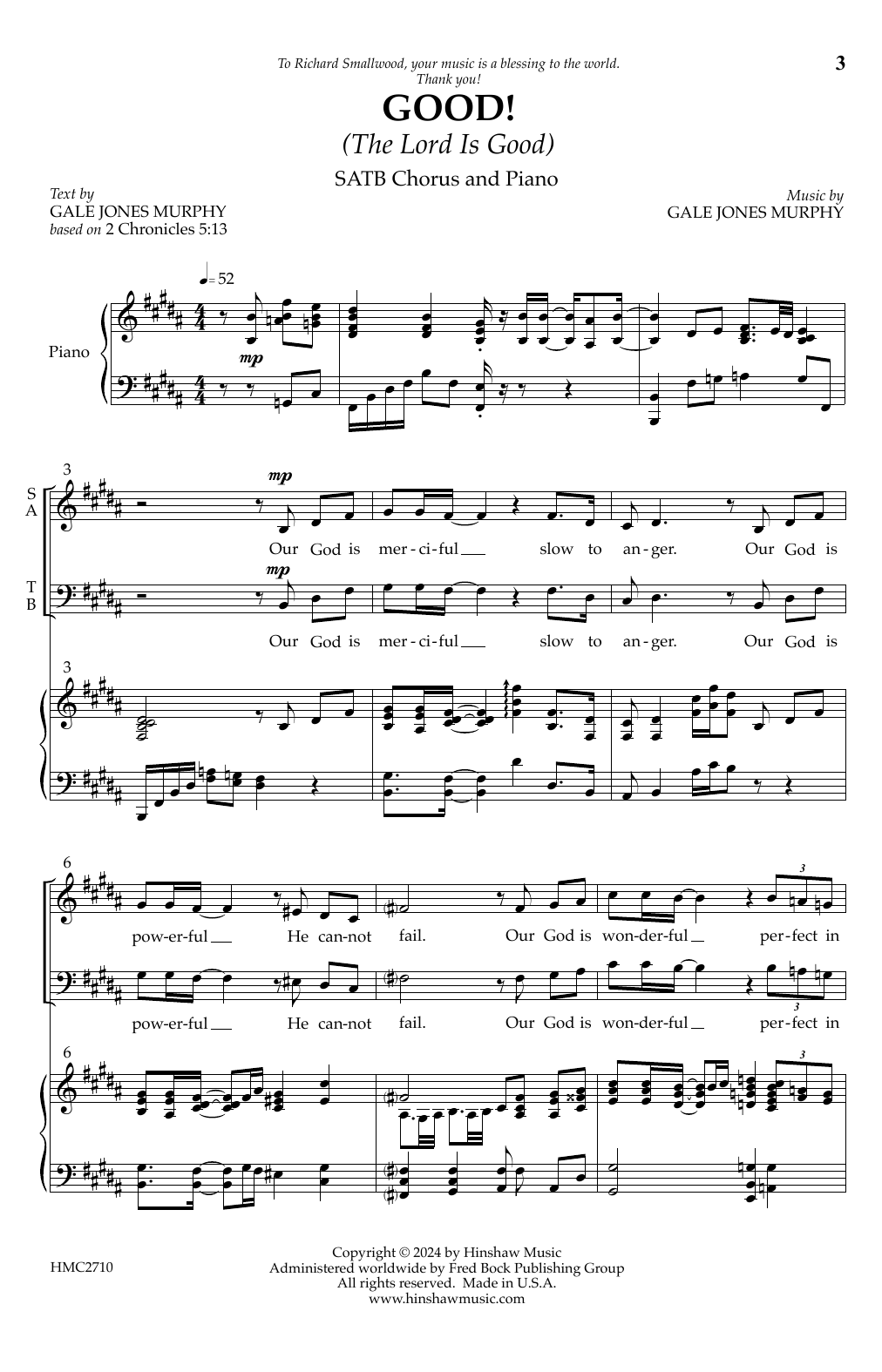 Gale Jones Murphy Good! (The Lord Is Good) Sheet Music Notes & Chords for SATB Choir - Download or Print PDF