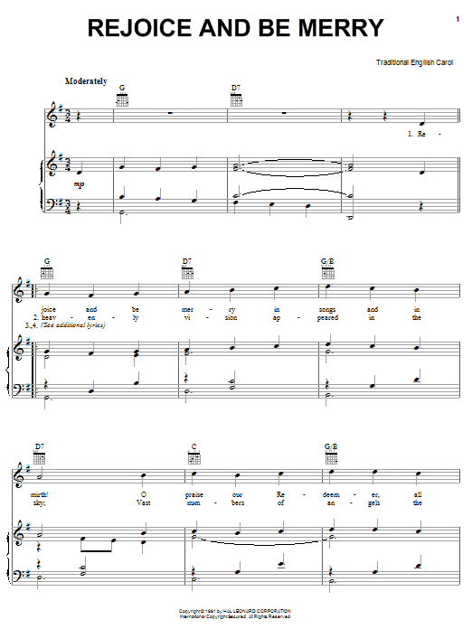 Gallery Carol Rejoice And Be Merry Sheet Music Notes & Chords for Piano & Vocal - Download or Print PDF