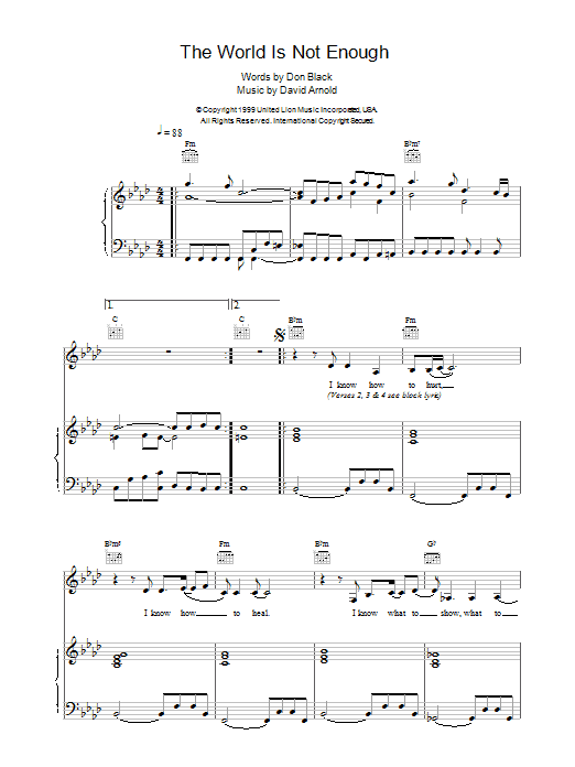 Garbage The World Is Not Enough Sheet Music Notes & Chords for Beginner Piano - Download or Print PDF