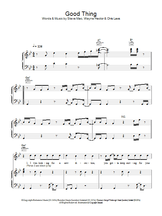 Gareth Gates Good Thing Sheet Music Notes & Chords for Piano, Vocal & Guitar - Download or Print PDF