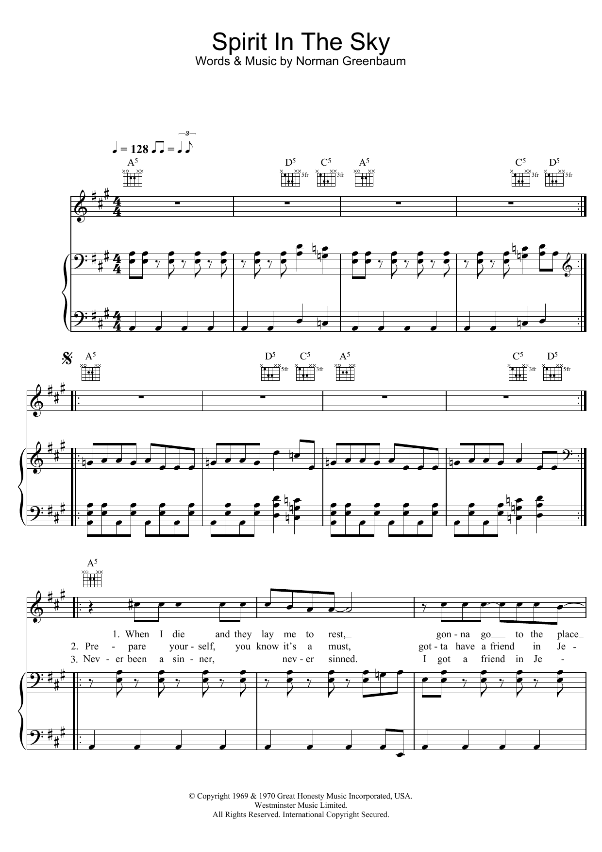 Gareth Gates Spirit In The Sky Sheet Music Notes & Chords for Piano - Download or Print PDF