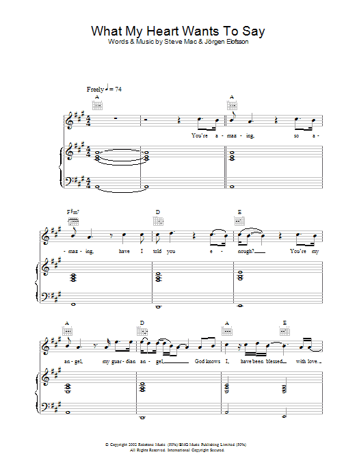 Gareth Gates What My Heart Wants To Say Sheet Music Notes & Chords for Piano, Vocal & Guitar - Download or Print PDF