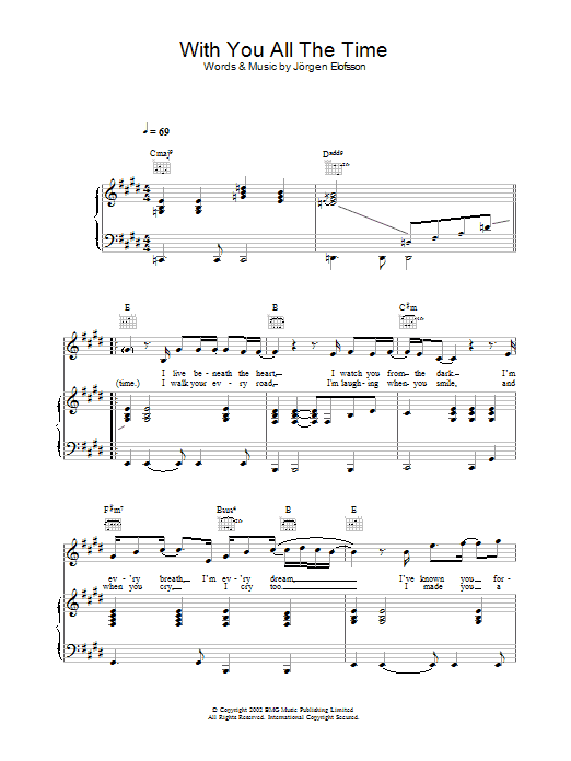 Gareth Gates With You All The Time Sheet Music Notes & Chords for Piano, Vocal & Guitar - Download or Print PDF