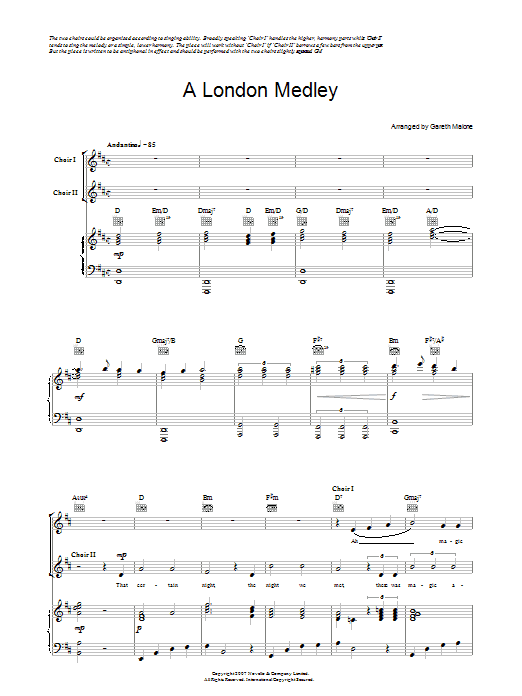 Gareth Malone A London Medley (for the Sing London! Festival) Sheet Music Notes & Chords for Piano, Vocal & Guitar (Right-Hand Melody) - Download or Print PDF