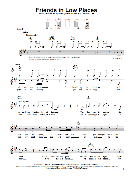 Garth Brooks Friends In Low Places Sheet Music Notes & Chords for French Horn - Download or Print PDF