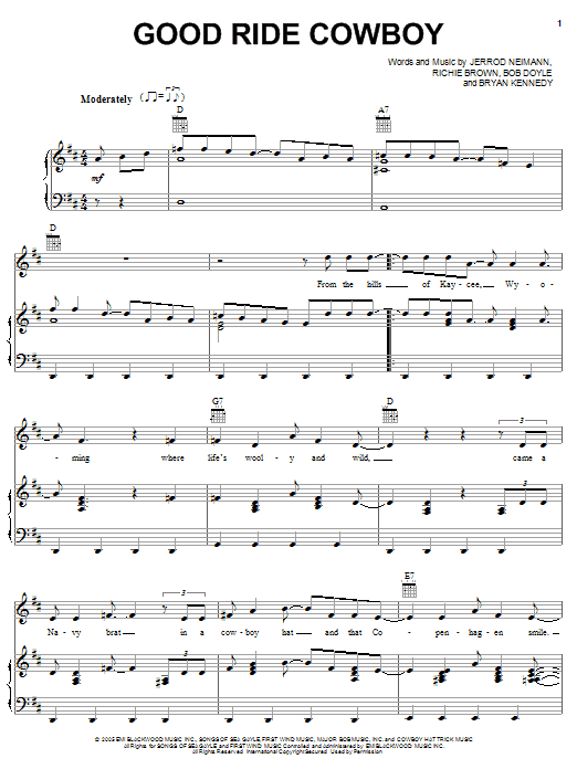 Garth Brooks Good Ride Cowboy Sheet Music Notes & Chords for Piano, Vocal & Guitar (Right-Hand Melody) - Download or Print PDF