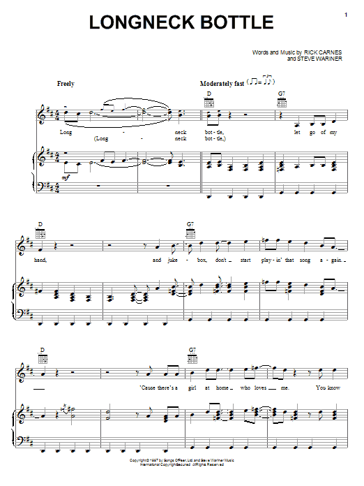 Garth Brooks Longneck Bottle Sheet Music Notes & Chords for Melody Line, Lyrics & Chords - Download or Print PDF