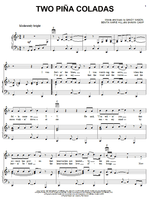 Garth Brooks Two Pina Coladas Sheet Music Notes & Chords for Lyrics & Chords - Download or Print PDF