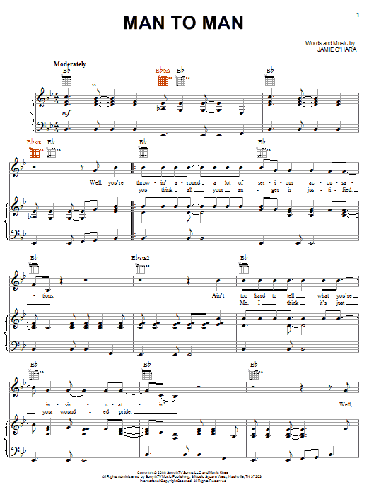 Gary Allan Man To Man Sheet Music Notes & Chords for Piano, Vocal & Guitar (Right-Hand Melody) - Download or Print PDF
