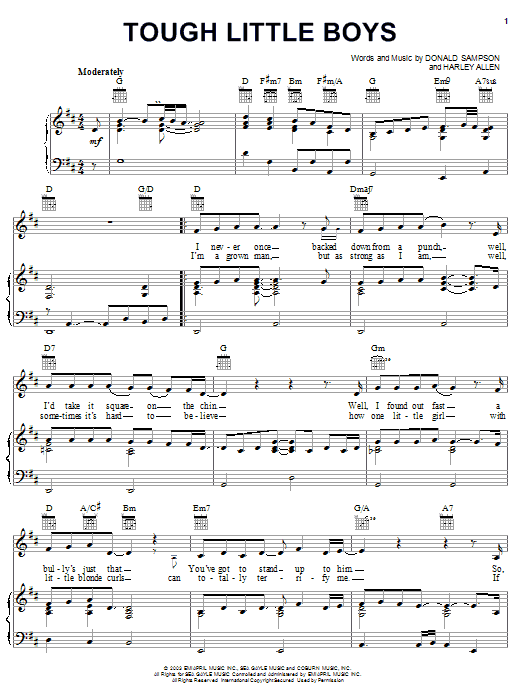 Gary Allan Tough Little Boys Sheet Music Notes & Chords for Piano, Vocal & Guitar (Right-Hand Melody) - Download or Print PDF