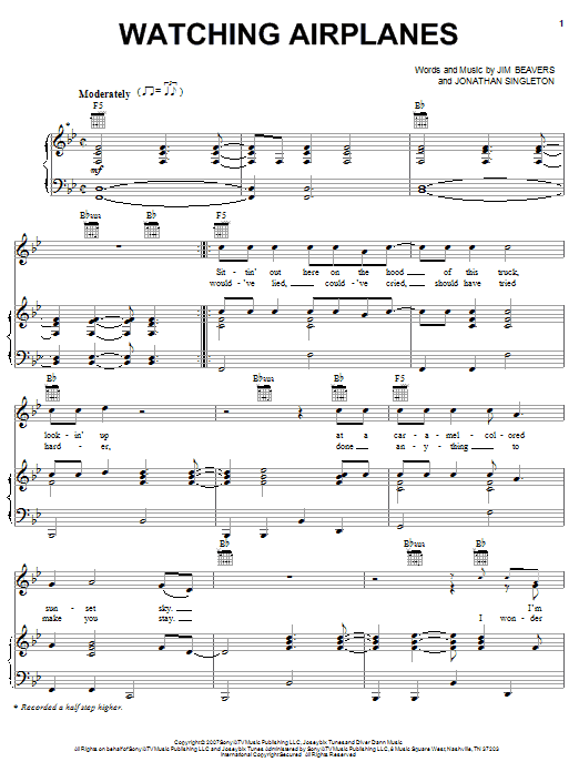 Gary Allan Watching Airplanes Sheet Music Notes & Chords for Easy Guitar with TAB - Download or Print PDF