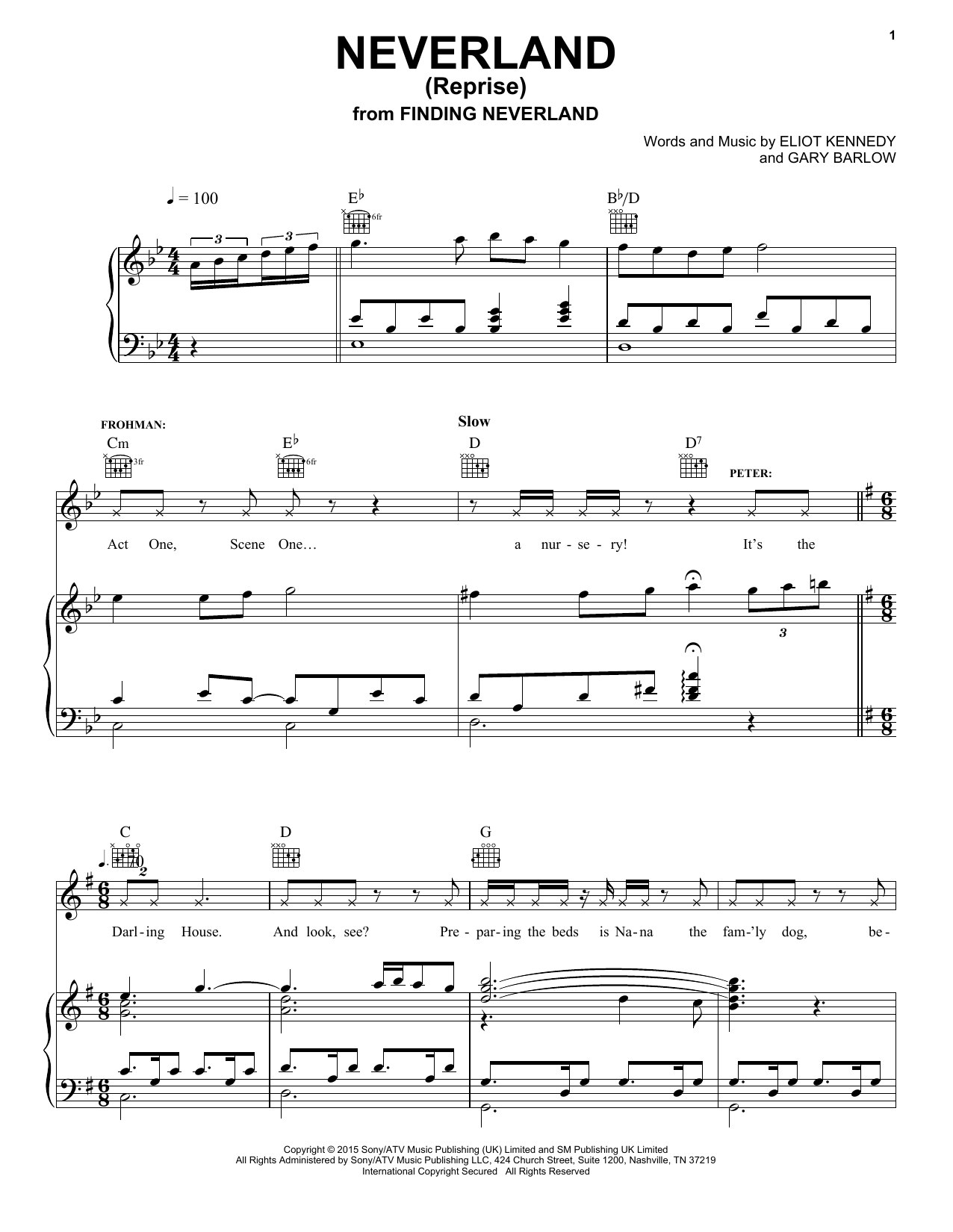 Gary Barlow & Eliot Kennedy Neverland Reprise Sheet Music Notes & Chords for Piano, Vocal & Guitar (Right-Hand Melody) - Download or Print PDF