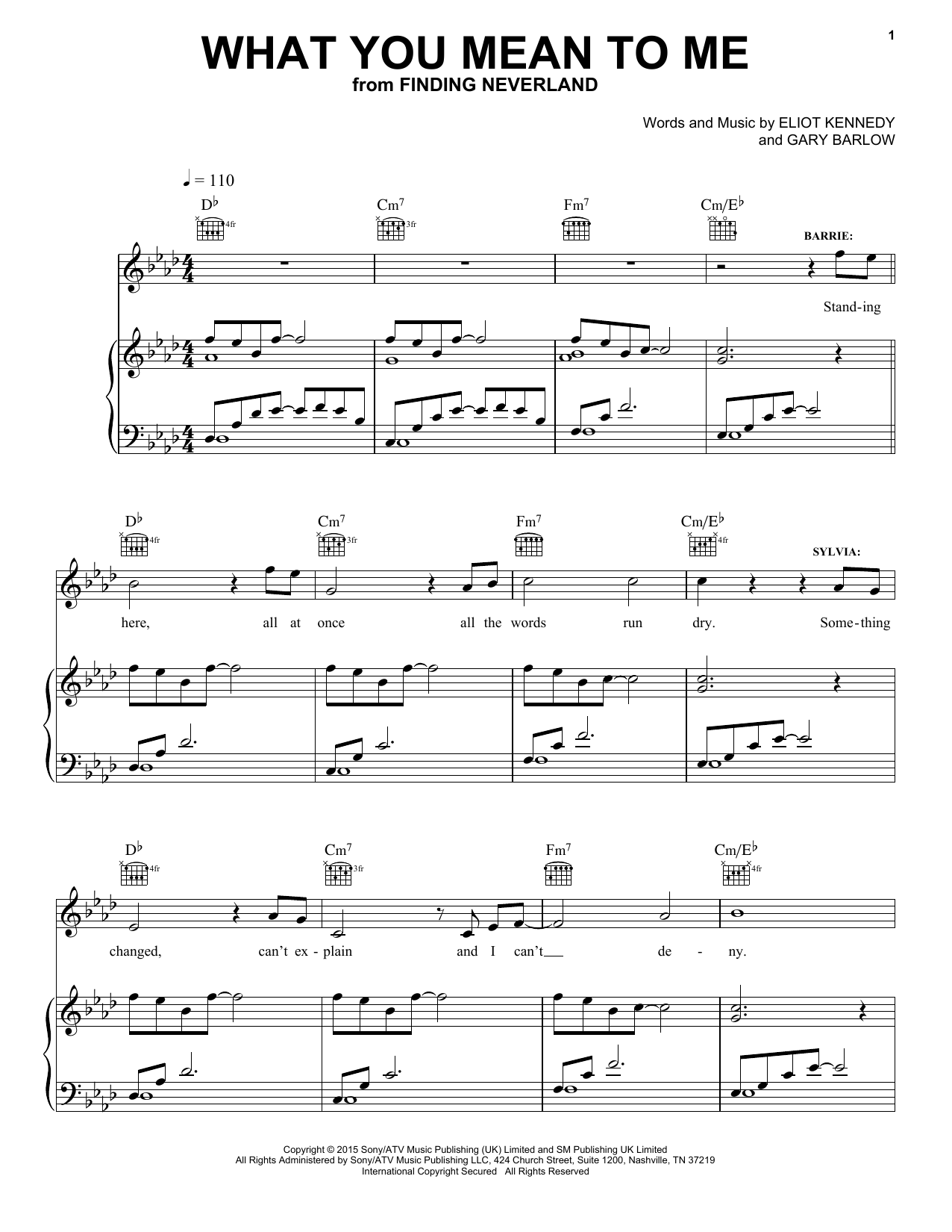 Gary Barlow & Eliot Kennedy What You Mean To Me Sheet Music Notes & Chords for Piano, Vocal & Guitar (Right-Hand Melody) - Download or Print PDF
