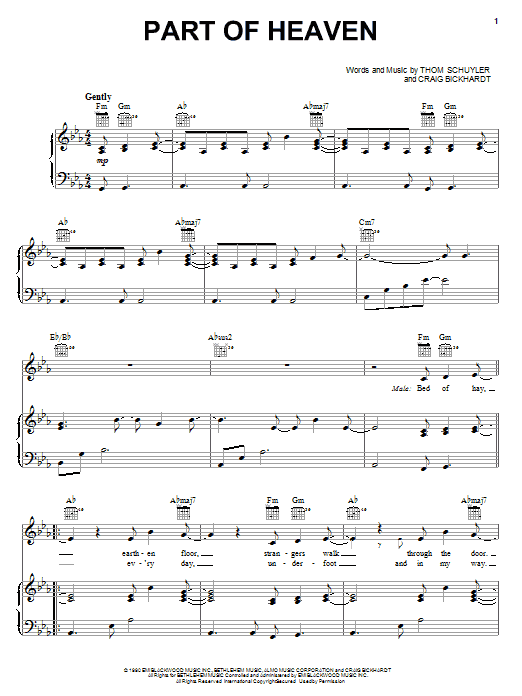 Gary Chapman and Alison Krauss Part Of Heaven Sheet Music Notes & Chords for Piano, Vocal & Guitar (Right-Hand Melody) - Download or Print PDF