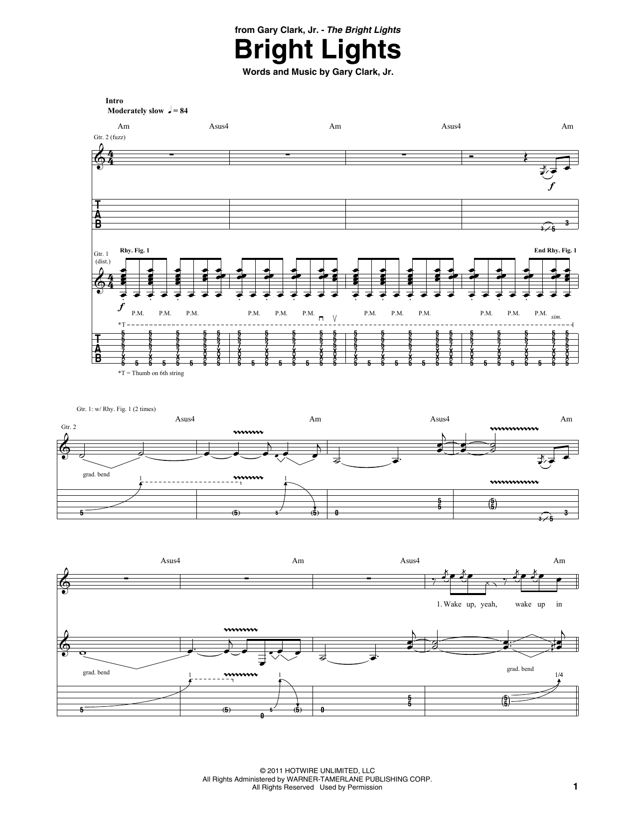 Gary Clark, Jr. Bright Lights Sheet Music Notes & Chords for Guitar Tab - Download or Print PDF