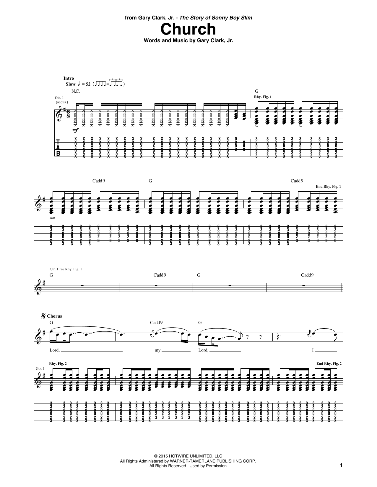 Gary Clark, Jr. Church Sheet Music Notes & Chords for Guitar Tab - Download or Print PDF