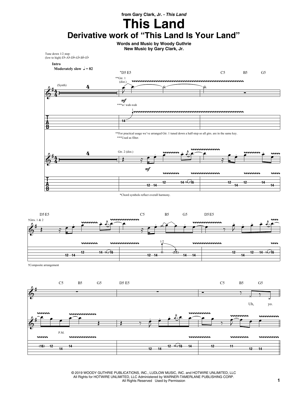 Gary Clark, Jr. This Land Sheet Music Notes & Chords for Guitar Tab - Download or Print PDF