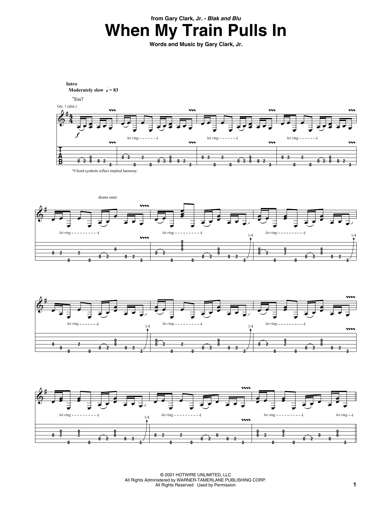Gary Clark, Jr. When My Train Pulls In Sheet Music Notes & Chords for Guitar Tab - Download or Print PDF