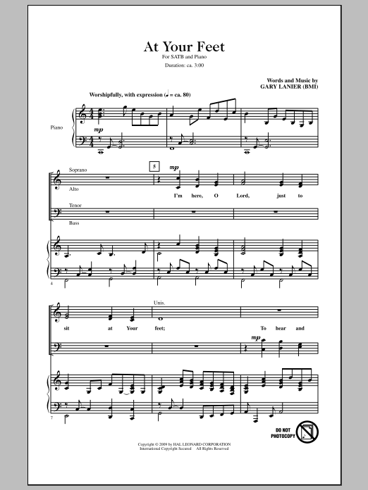 Gary Lanier At Your Feet Sheet Music Notes & Chords for SATB - Download or Print PDF