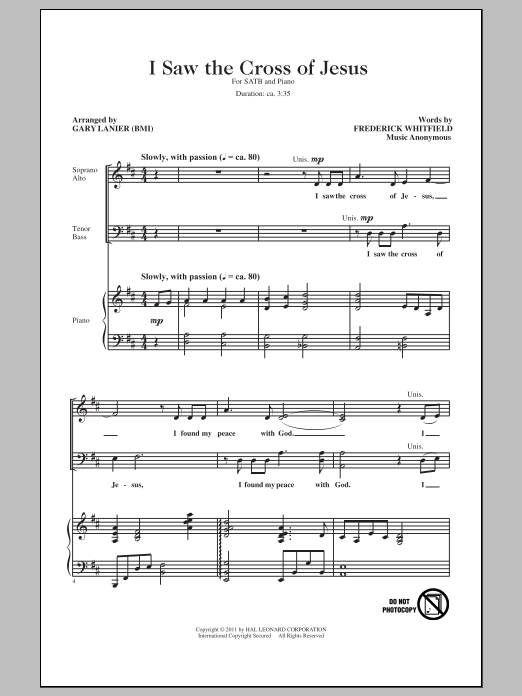 Gary Lanier I Saw The Cross Of Jesus Sheet Music Notes & Chords for SATB - Download or Print PDF
