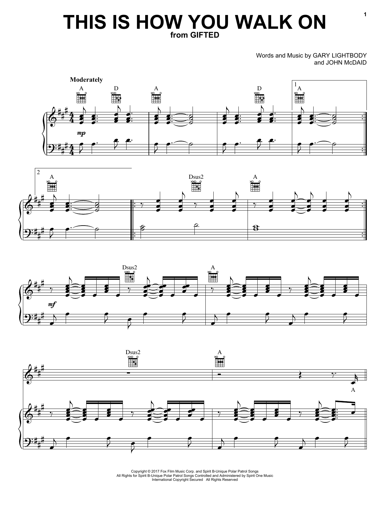 Gary Lightbody & Johnny McDaid This Is How You Walk On Sheet Music Notes & Chords for Piano, Vocal & Guitar (Right-Hand Melody) - Download or Print PDF