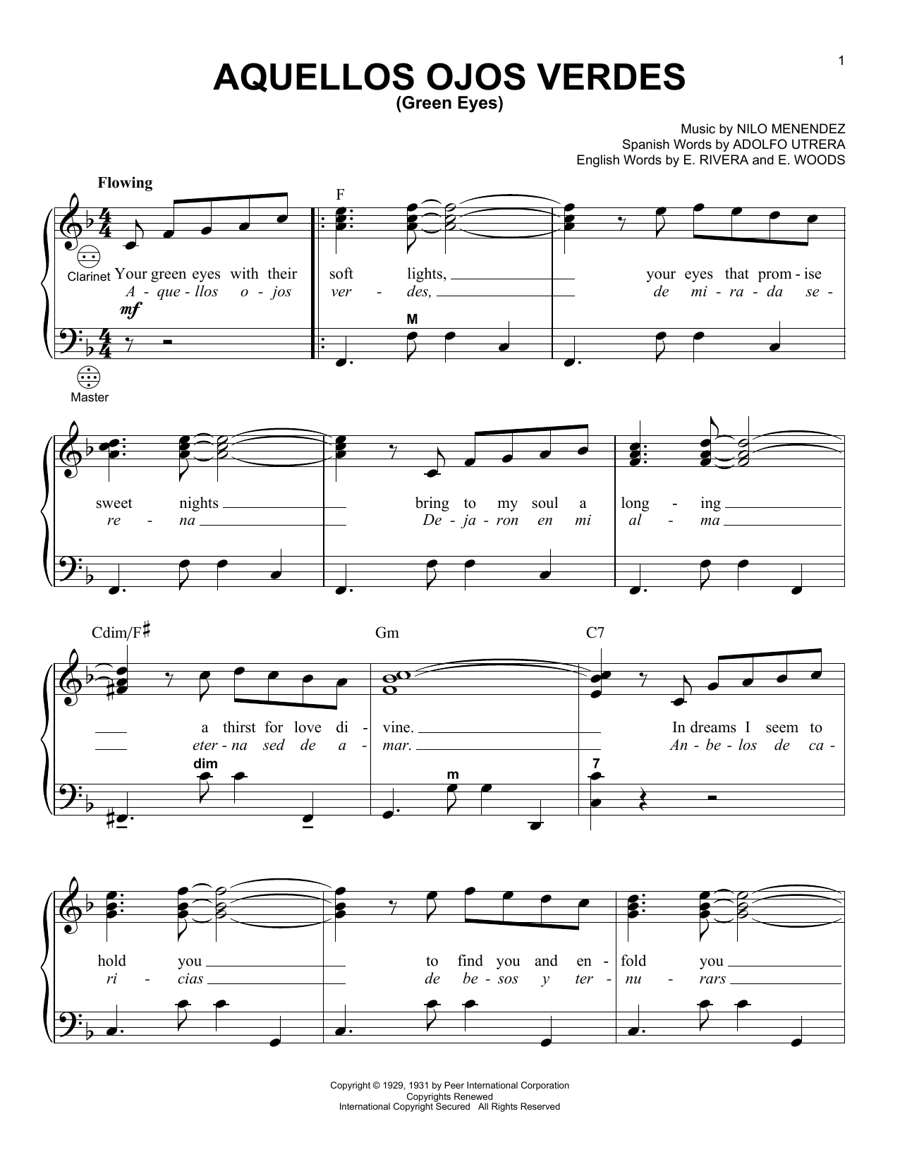 Gary Meisner Aquellos Ojos Verdes (Green Eyes) Sheet Music Notes & Chords for Accordion - Download or Print PDF