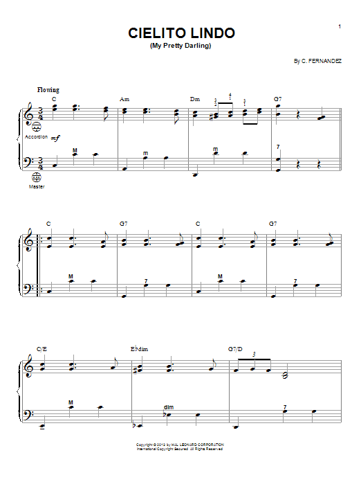 Gary Meisner Cielito Lindo (My Pretty Darling) Sheet Music Notes & Chords for Accordion - Download or Print PDF