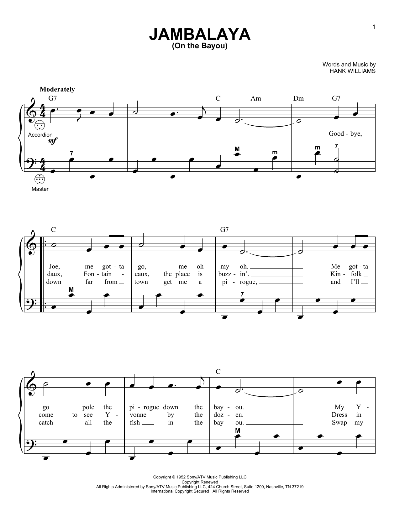 Gary Meisner Jambalaya (On The Bayou) Sheet Music Notes & Chords for Accordion - Download or Print PDF