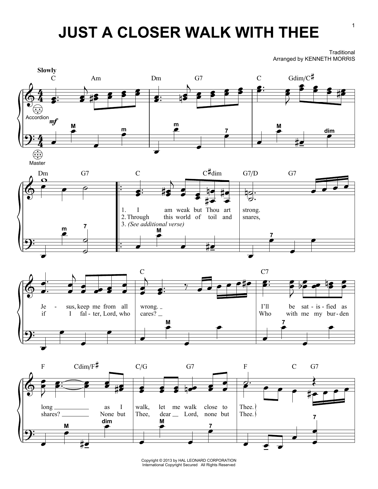Gary Meisner Just A Closer Walk With Thee Sheet Music Notes & Chords for Accordion - Download or Print PDF