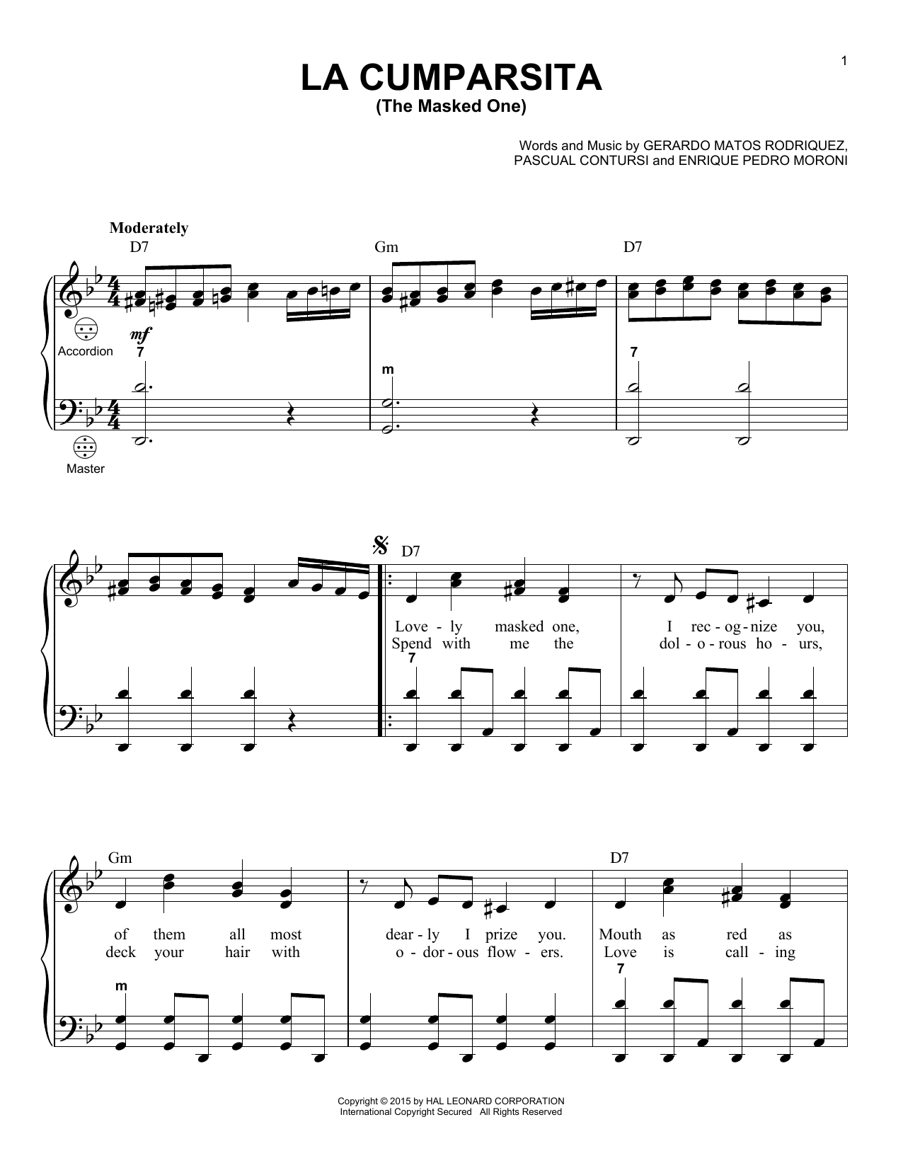 Gary Meisner La Cumparsita (The Masked One) Sheet Music Notes & Chords for Accordion - Download or Print PDF