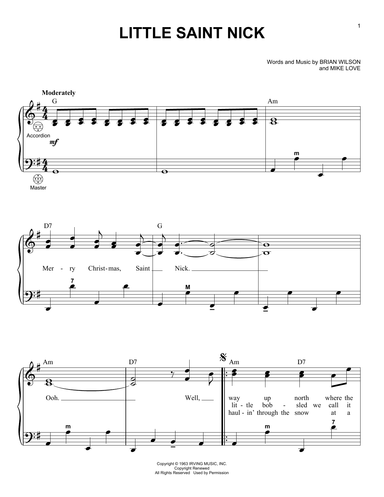Gary Meisner Little Saint Nick Sheet Music Notes & Chords for Accordion - Download or Print PDF