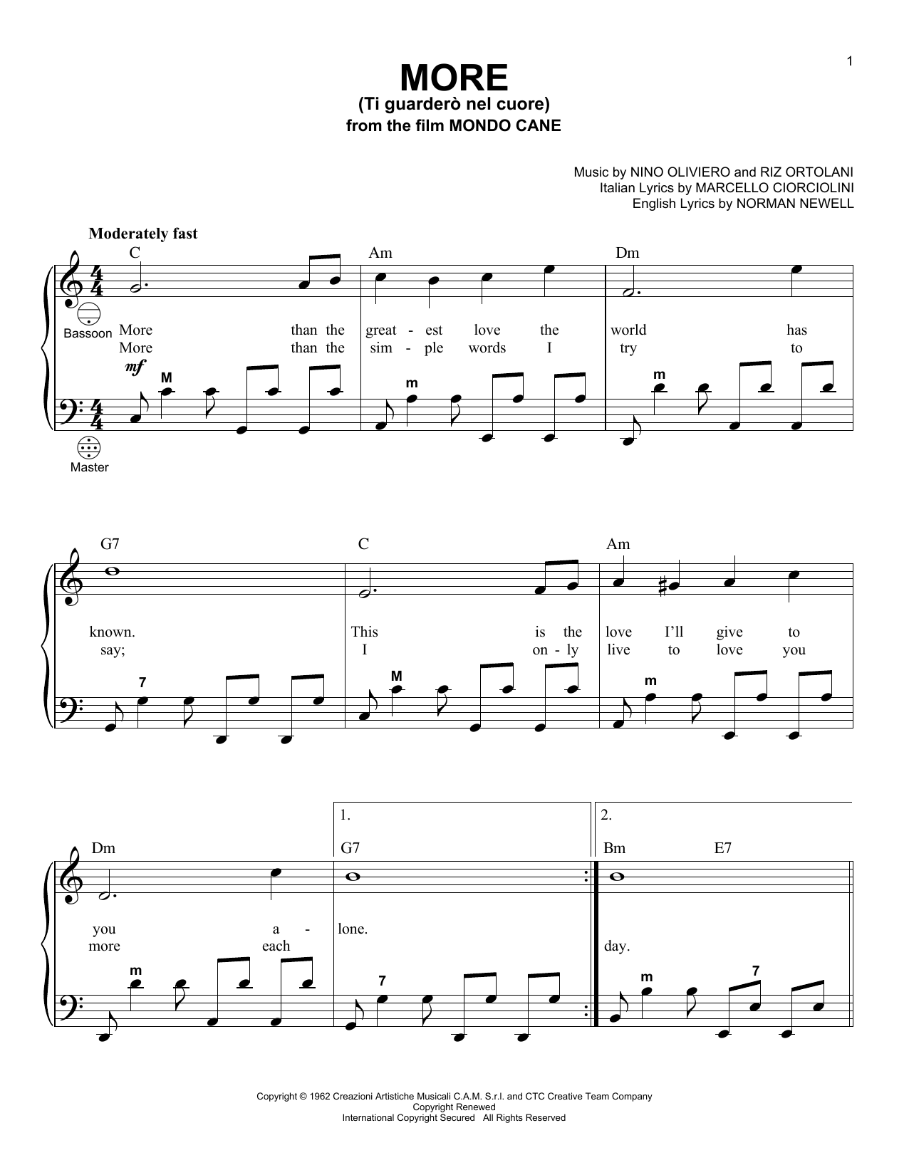 Gary Meisner More (Ti Guarderò Nel Cuore) Sheet Music Notes & Chords for Accordion - Download or Print PDF