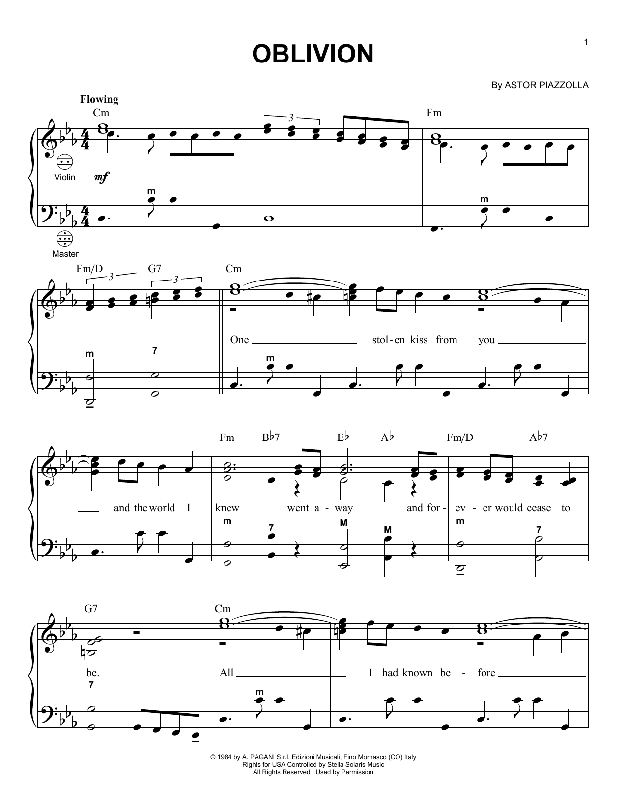 Gary Meisner Oblivion Sheet Music Notes & Chords for Accordion - Download or Print PDF