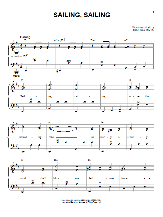 Gary Meisner Sailing, Sailing Sheet Music Notes & Chords for Accordion - Download or Print PDF